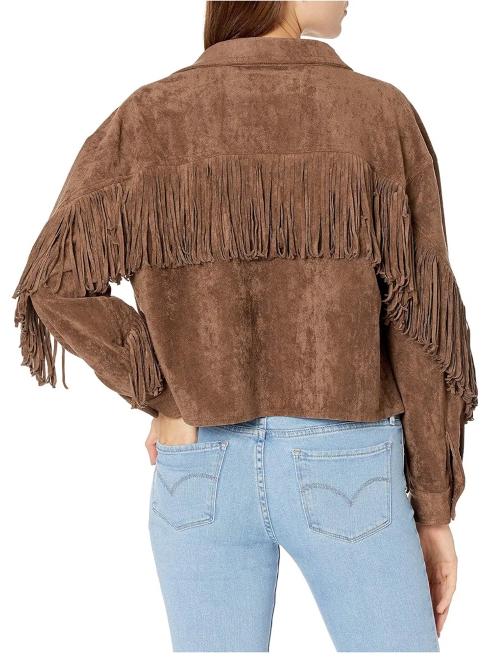 Blank NYC Faux Suede Fringe Shirt Jacket - M - Picture 2 of 7